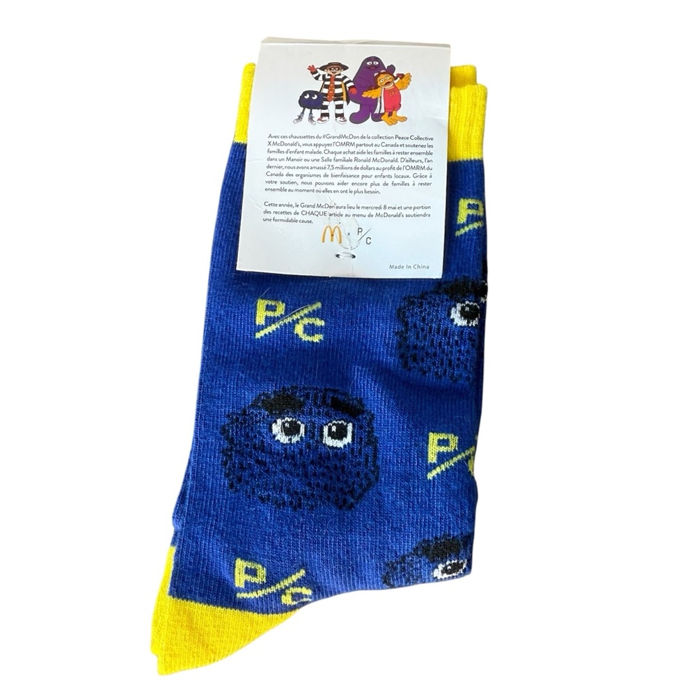 MCDONALDS New P/C Peace Collective Fry Guy Blue Yellow Socks